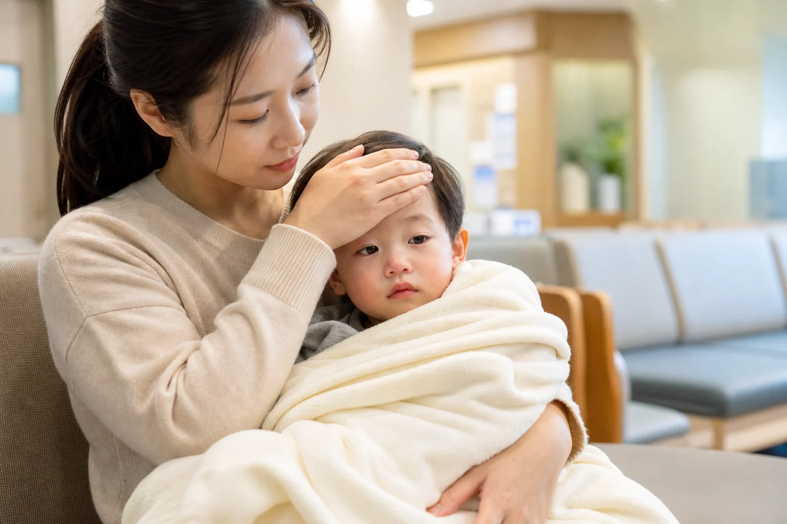 일요일 소아과 공식 확인 절차를 살펴보는 모습